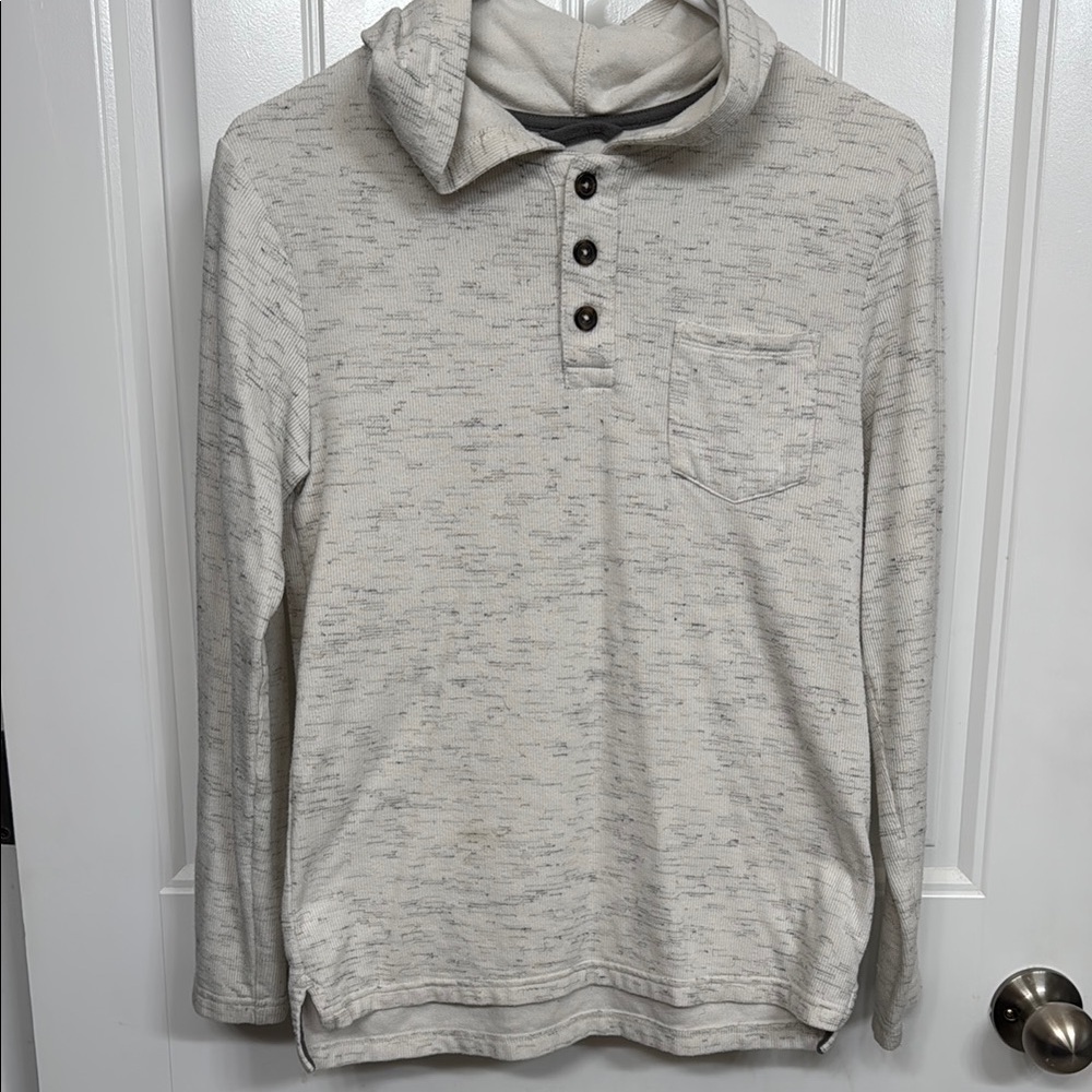 Cream Sweatshirt with Relaxed Fit and Knit Texture